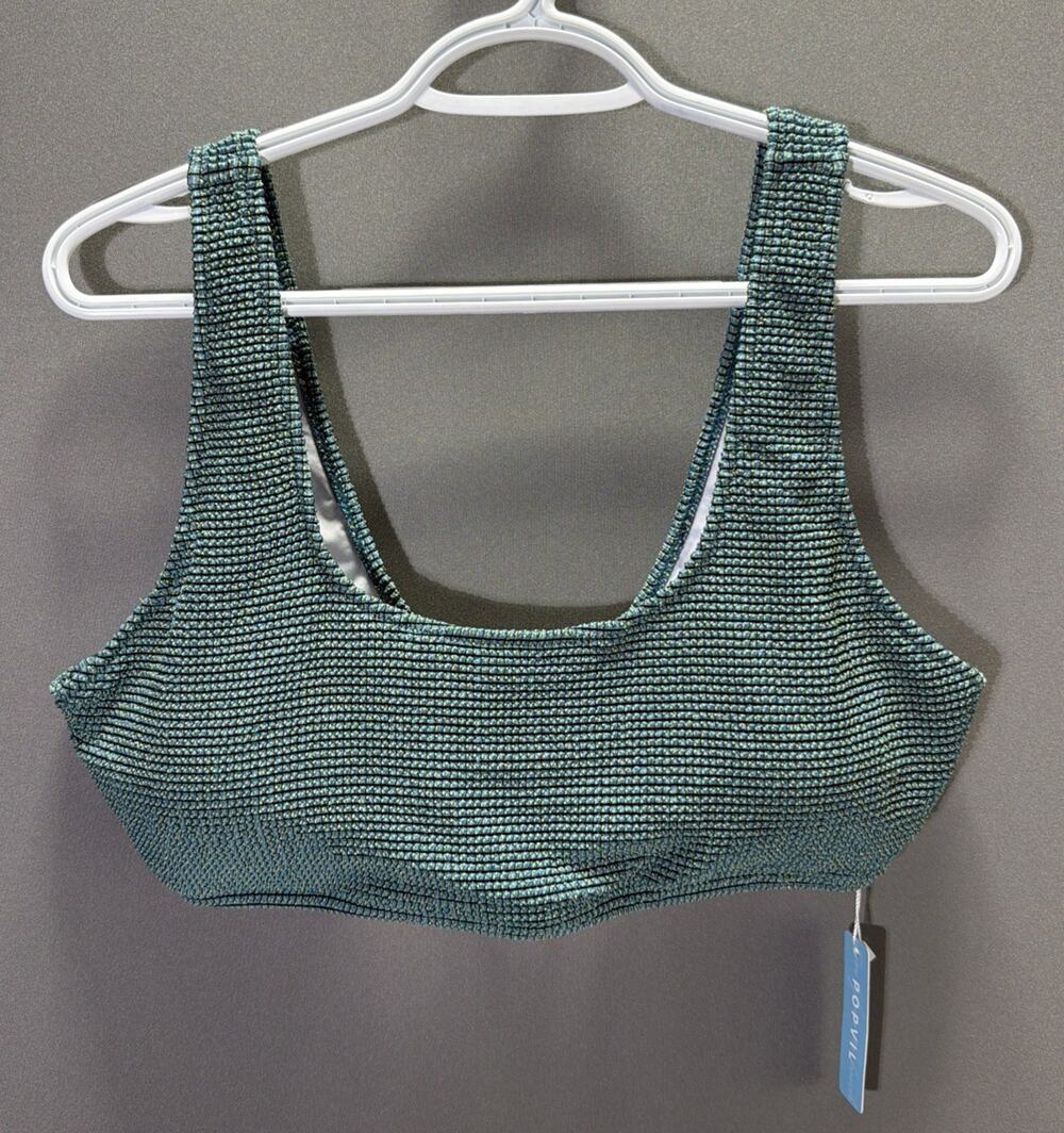 Popvil Teal Padded Bikini Textured Top Size XXL Stretch NEW W Tags